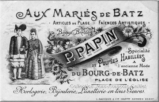 Aux Mariés de Batz P. Papin, carte publicitaire