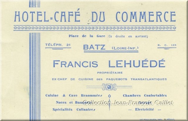 Hôtel-Café du Commerce, Carte du - Verso