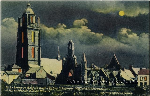 23, Le Bourg-de-Batz la nuit. l'Eglise St Guénolé (XIVe et XVIe siècles)