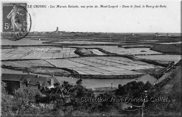 Le Croisic - Les Marais Salants, vue prise du Mont-Lesprit - Dans le fond, le Bourg-de-Batz