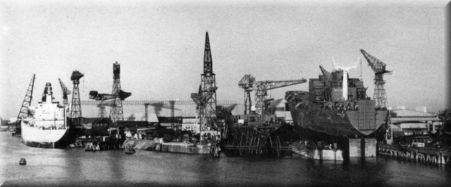 Vue du site des Chantiers Dubigeon vers 1985.